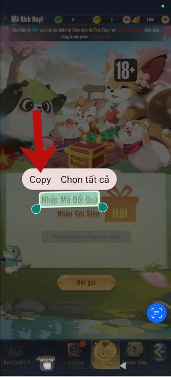 Nhấn và giữ vào đoạn chữ bất kỳ > Ấn vào mục Copy