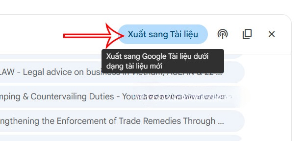 Xuất báo cáo sang Docs trong Gemini Deep Research