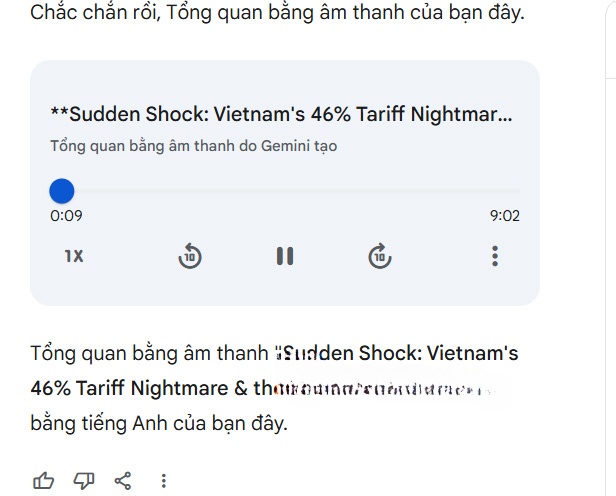 Xuất báo cáo sang âm thanh trong Gemini Deep Research