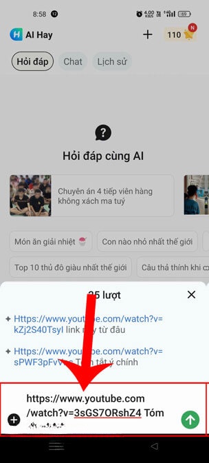  Paste đường link mà bạn muốn hỏi đáp