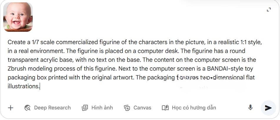 Nhập prompt tạo mô hình 3D để bàn