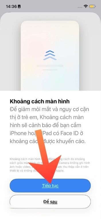 Nhấn vào nút Tiếp tục