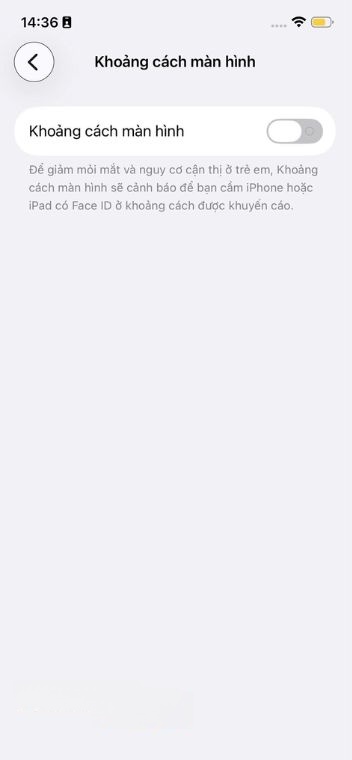 Đã tắt chế độ cảnh báo iPhone quá gần