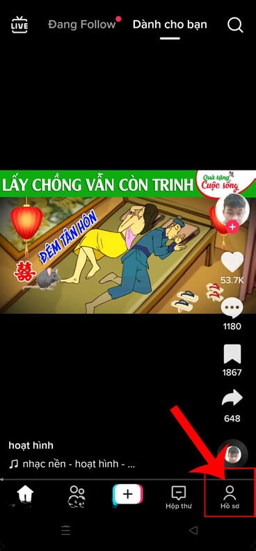 Ấn vào biểu tượng tài khoản