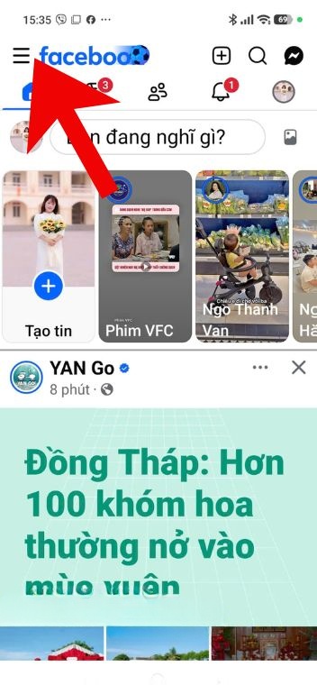 Ấn vào biểu tượng ba dấu gạch ngang