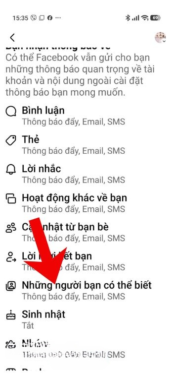 Chạm vào mục Những người bạn có thể biết