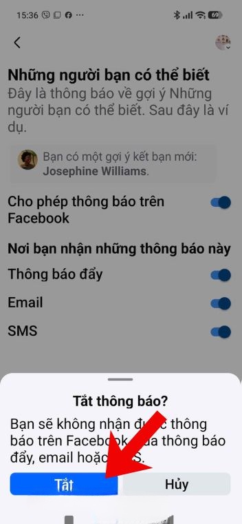 Nhấn vào nút Tắt