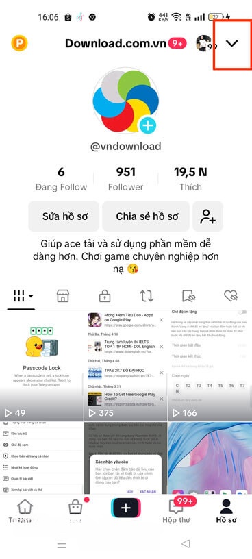 Chạm vào biểu tượng mũi tên