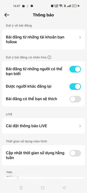 Tắt thông báo Bài đăng có thể bạn sẽ thích
