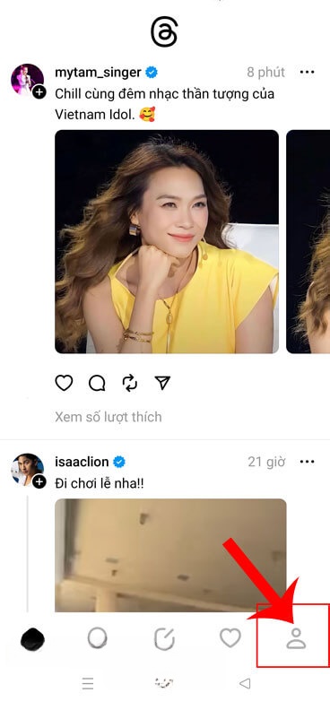 Ấn vào biểu tượng tài khoản