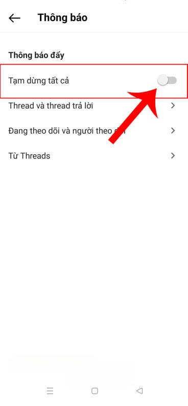 Bật công tắc tại mục Tạm dừng tất cả.