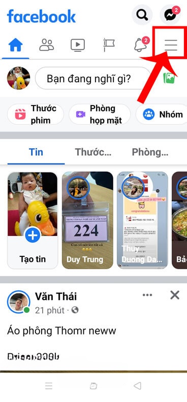 Nhấn vào biểu tượng ba dấu gạch ngang