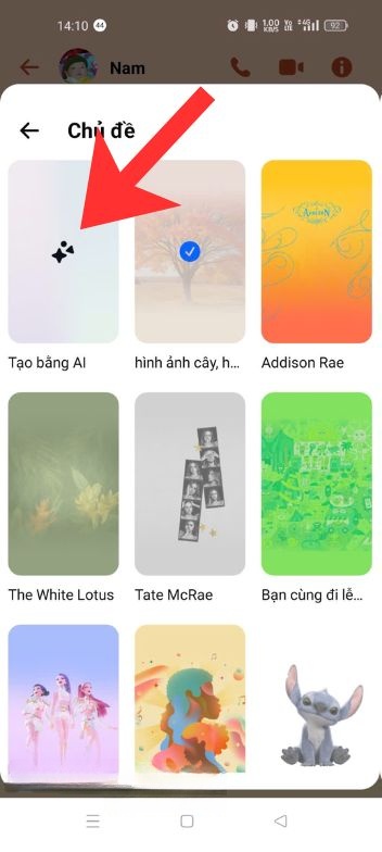 Nhấn vào mục Tạo bằng AI