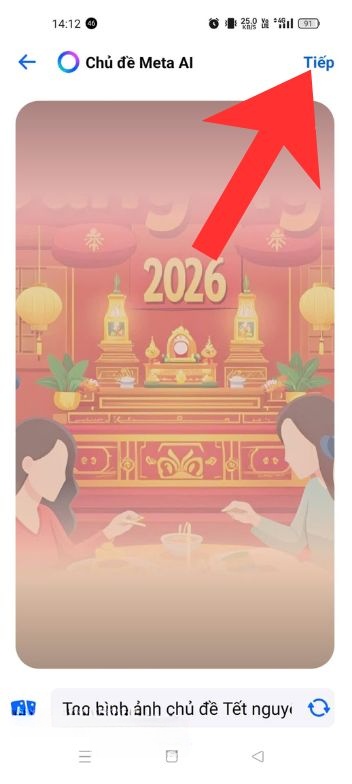Đợi chủ đề được tạo, rồ chạm vào nút Tiếp