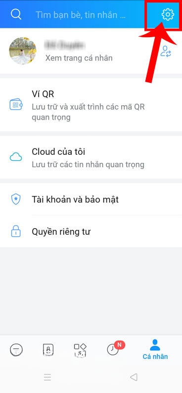 Chạm vào biểu tượng cài đặt
