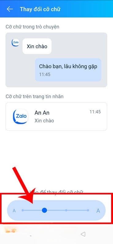 Điều chỉnh kích cỡ chữ