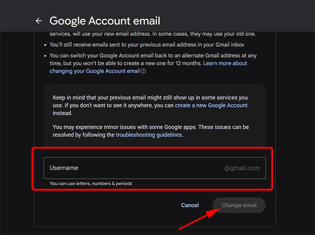Cách đổi địa chỉ Gmail trên máy tính