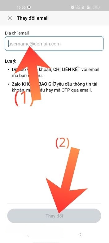 Nhập địa chỉ email khác