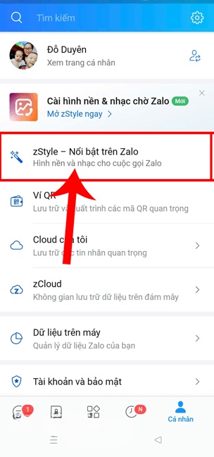 Ấn vào mục Cá nhân