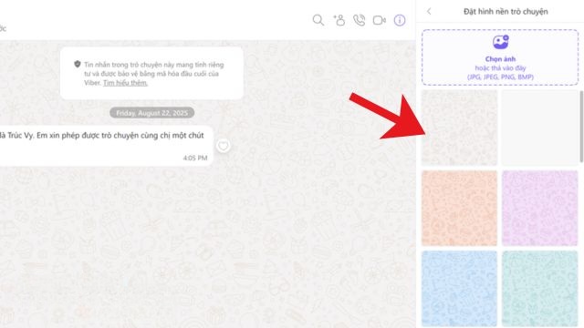 Chọn kiểu hình nền cho cuộc trò chuyện Viber