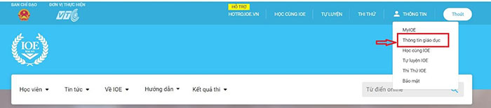  Hướng dẫn thay đổi thông tin tài khoản học sinh IOE 