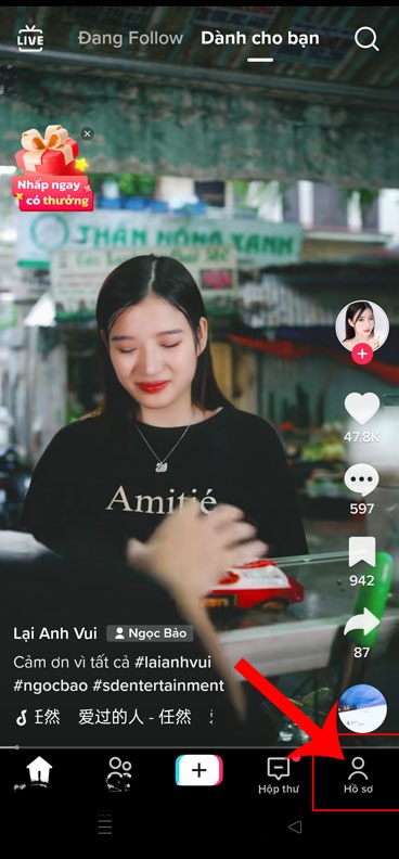 Nhấn vào biểu tượng tài khoản