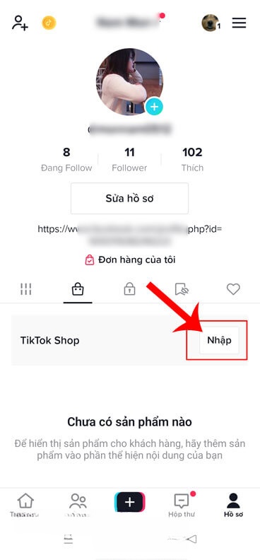 Chạm vào nút Nhập