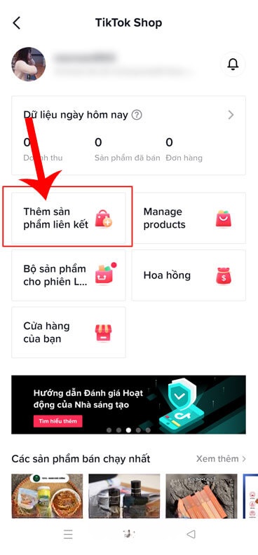 Nhấn vào mục Thêm sản phẩm liên kết