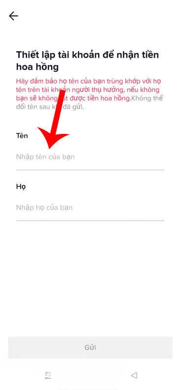 Nhập họ và tên của mình