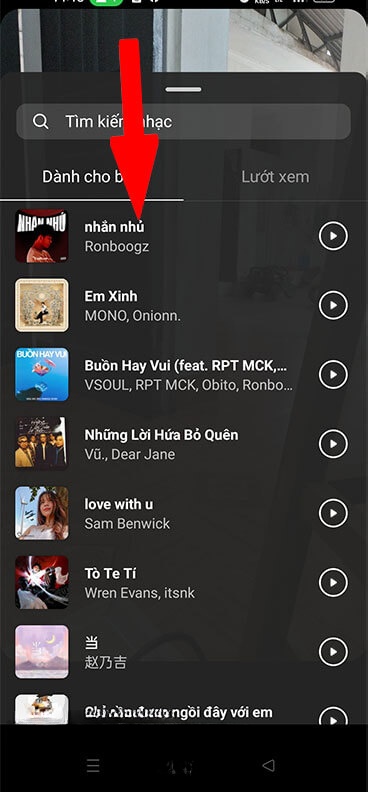 Tìm kiếm và chọn bản nhạc bất kỳ