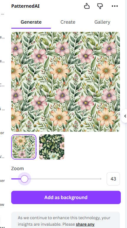 Cài làm nền thiết kế trên PatternedAI trên Canva