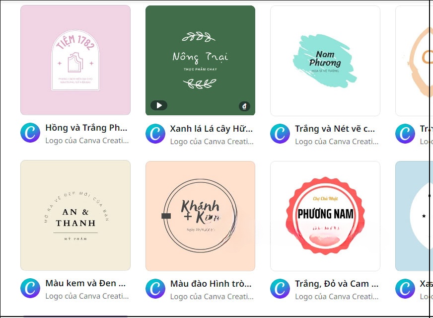 Mẫu thiết kế logo trên Canva