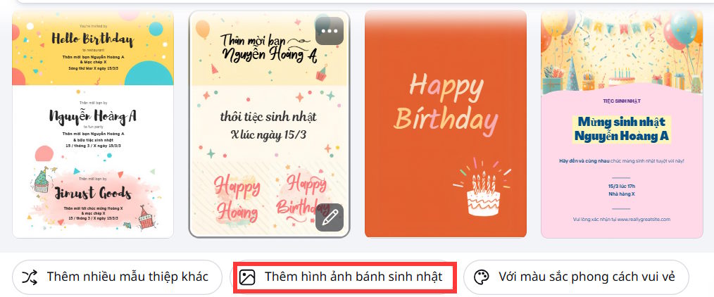 Mẫu thiệp trên Canva AI