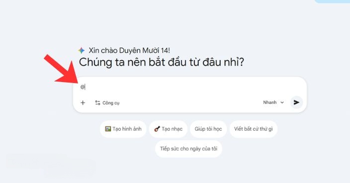 Gõ "@" vào khung cửa sổ tìm kiếm.