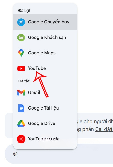 Sử dụng Gemini tìm video YouTube