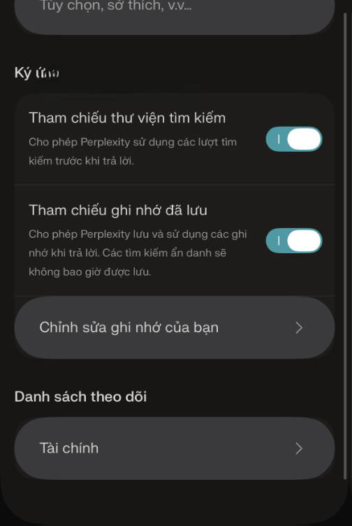 tính năng cá nhân hóa perplexity 