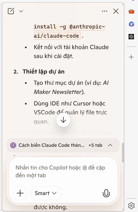 Xem nội dung tóm tắt trang web bằng Copilot 