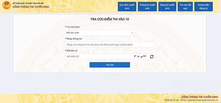 Thí sinh cần nhập các thông tin được yêu cầu để tiến hành tra cứu điểm thi vào 10 trên website của Sở GDĐT