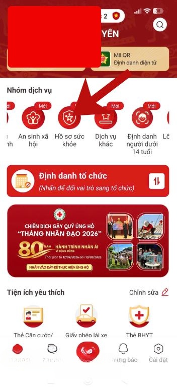 Chạm vào mục Hồ sơ sức khỏe