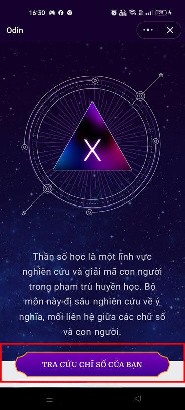 Chạm vào nút Tra cứu chỉ số của bạn