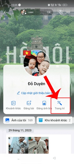 Chạm vào mục Trang trí