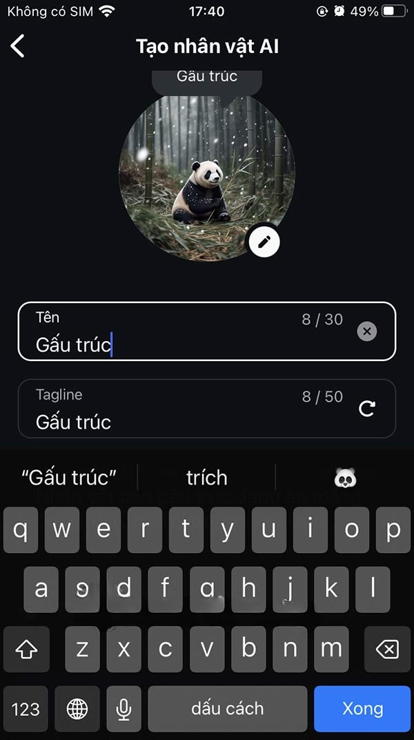Đặt tên nhân vật AI