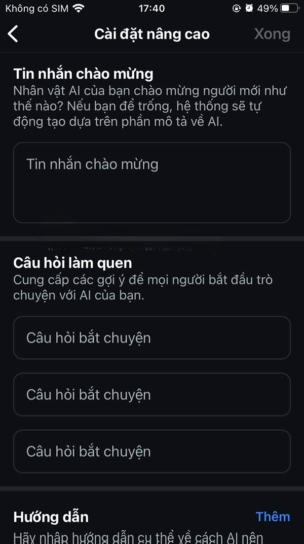 Chỉnh cài đặt
