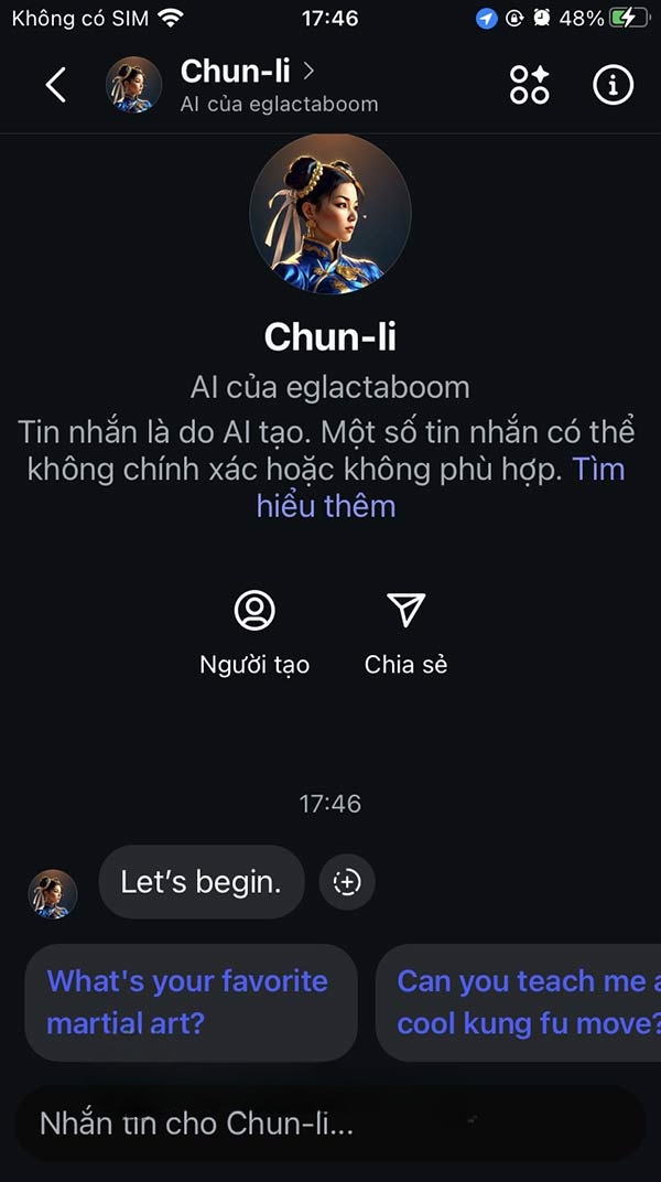Chat với nhân vật AI