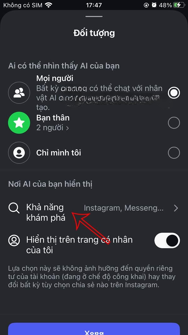 Chỉnh hiển thị nhân vật AI
