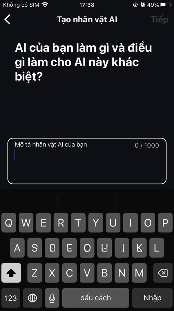 Nhập mô tả nhân vật AI