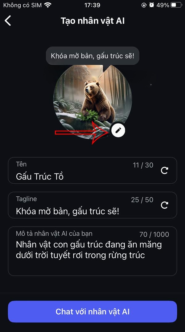 Chỉnh sửa nhân vật AI