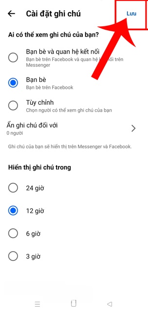 Nhấn vào nút Lưu