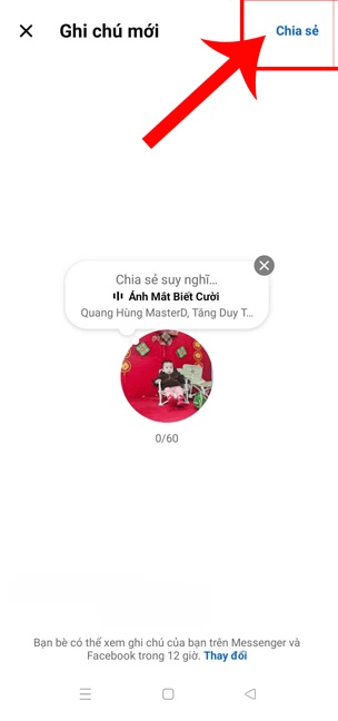 Ấn vào nút Chia sẻ