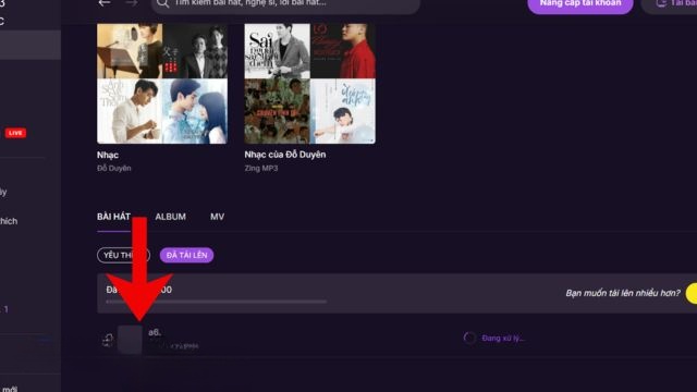 Đợi hệ thống Zing Mp3 tải file âm nhạc lên